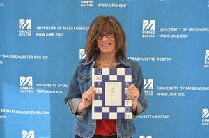 Wendy Lanchester at the UMass Boston Mass. Memories Road Show