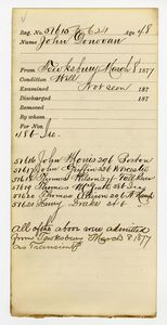 Tewksbury Almshouse Intake Record: Wilson, Thomas