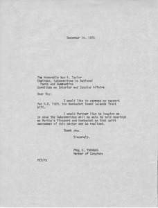 Letter to Roy A. Taylor from Paul E. Tsongas