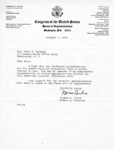 Letter to Paul E. Tsongas from Norman D. Dicks