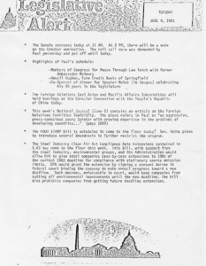 Legislative Alert: Tuesday, June 9, 1981