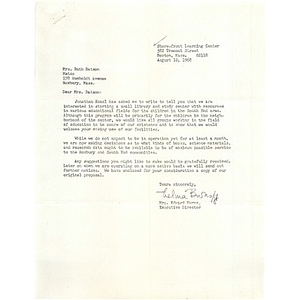 Letter, Ruth Batson, August 10, 1968.