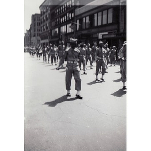 A group of unidentified students march in the Boston School Boy Cadets parade