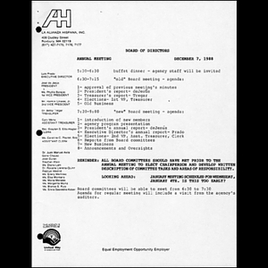 Meeting materials for December 1988