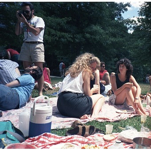 Unidentified people at a picnic.