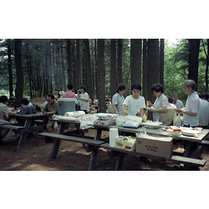 Chinese Progressive Association members picnicking on a trip to Vancouver