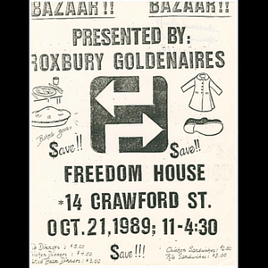 Flier for Roxbury Goldenaires bazaar