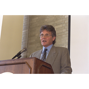 James Fraser, Northeastern Professor and Dean of the School of Education and Director of the Center for Innovation in Urban Education, speaks at an unidentified event