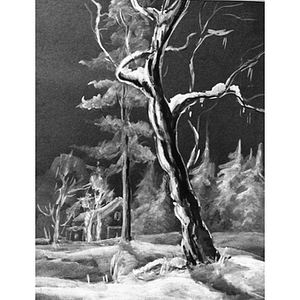 Painting of trees in winter by Gloria Naas