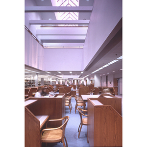 Carrels and tables on third floor of Snell Library