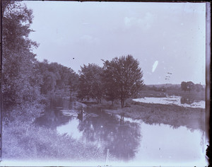 Man rowing on a river, Milton, Mass.