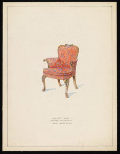 "Walnut Chair, Painted Decoration, Queen Anne Style"