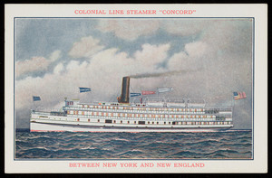 Colonial Line Steamer Concord between New York and New England, location unknown, 1910s