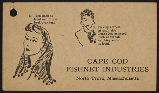 Trade card for the Cape Cod Fishnet Industries, North Truro, Mass., undated