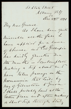 Charles Weir to Thomas Lincoln Casey, December 22, 1894