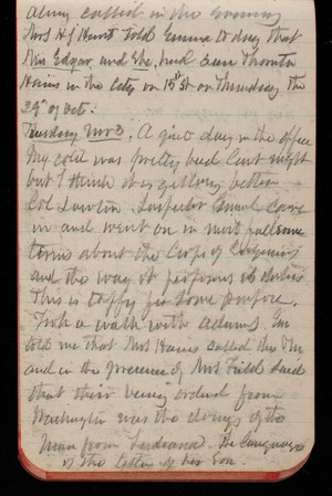 Thomas Lincoln Casey Notebook, October 1891-December 1891, 44, Almy called in the evening