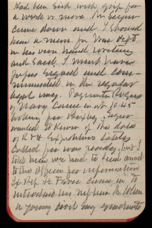 Thomas Lincoln Casey Notebook, November 1893-February 1894, 36, had been sick with grief for