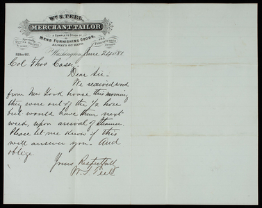 William S. Teel to Thomas Lincoln Casey, June 24, 1881