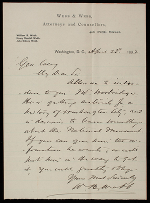 William B. Webb To Thomas Lincoln Casey, April 23, 1892 - Digital ...