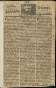 The Boston-Gazette, and Country Journal, 12 January 1767