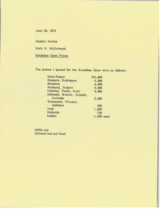 Memorandum from Mark H. McCormack to Hughes Norton