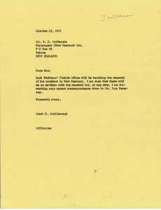 Letter from Mark H. McCormack to Ron S. McKenzie