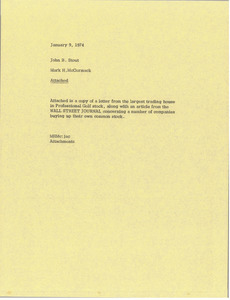 Memorandum from Mark H. McCormack to John B. Stout