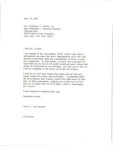 Letter from Mark H. McCormack to Clarence H. Sigler