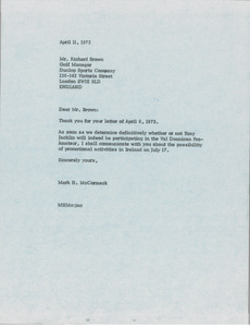 Letter from Mark H. McCormack to Richard Brown