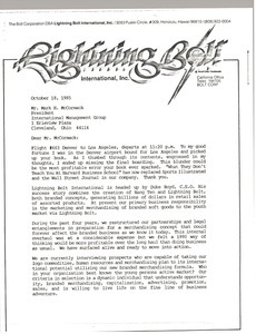 Letter from Bill Pennington to Mark H. McCormack