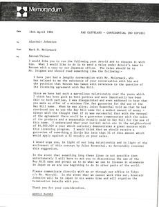 Memorandum from Mark H. McCormack to Alastair Johnston