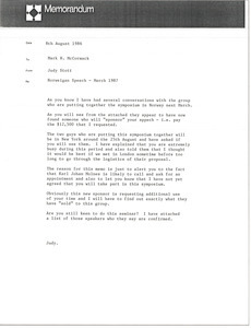 Memorandum from Judy Stott to Mark H. McCormack