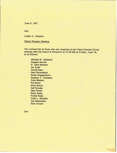 Memorandum from Judy A. Chilcote to list