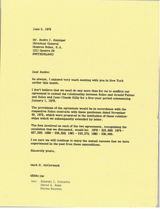 Letter from Mark H. McCormack to Andre J. Heiniger