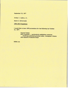 Memorandum from Mark H. McCormack to Arthur J. Lafave