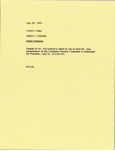 Memorandum from Judy A. Chilcote to David A. Rees