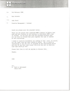 Memorandum from Judy Stott to Buzz Hornett