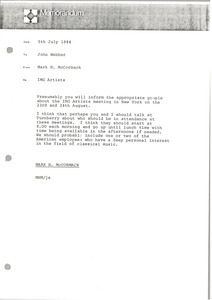 Memorandum from Mark H. McCormack to John Webber