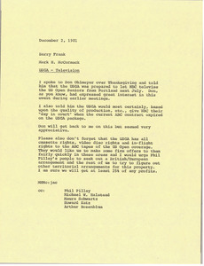 Memorandum from Mark H. McCormack to Barry Frank