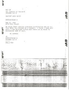 Telex prinotut from Mark H. McCormack to Phil Pilley