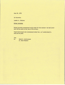 Memorandum from Judy A. Chilcote to Al Gecewicz