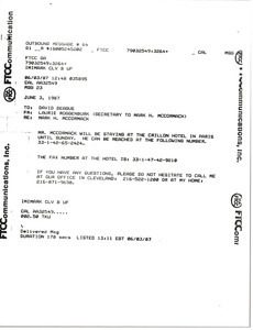 Fax from Laurie Roggenburk to David Deague