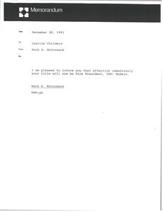 Memorandum from Mark H. McCormack to Lawrine Childers