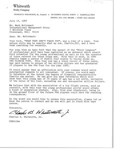 Letter from Charles B. Whitworth to Mark H. McCormack