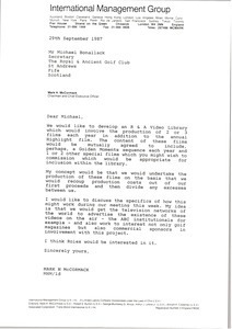 Letter from Mark H. McCormack to Michael Bonallack