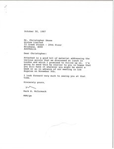 Letter from Mark H. McCormack to Christopher Skase