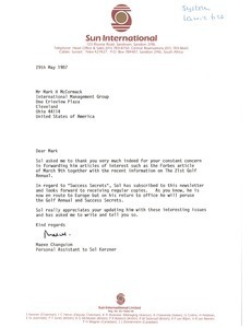 Letter from Maeve Changuion to Mark H. McCormack