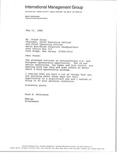 Letter from Mark H. McCormack to Frank Olson