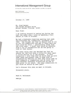 Letter from Mark H. McCormack to Fred Heckel