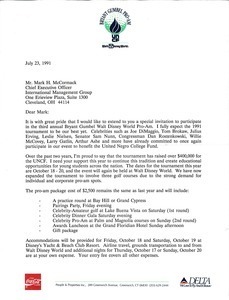 Letter from Bryant Gumbel to Mark H. McCormack